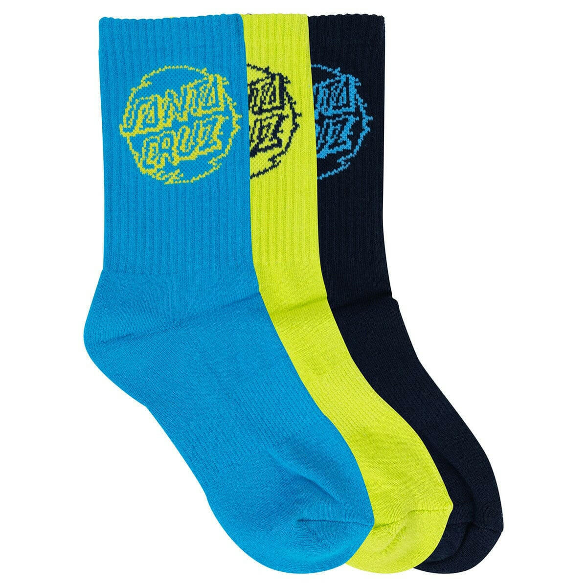 Santa Cruz - Vivid Dot Mono 3 Pack Youth Socks.