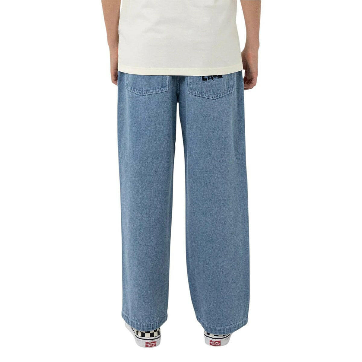 Santa Cruz - Yelling Stack Youth Baggy Jeans Mid Blue Denim.