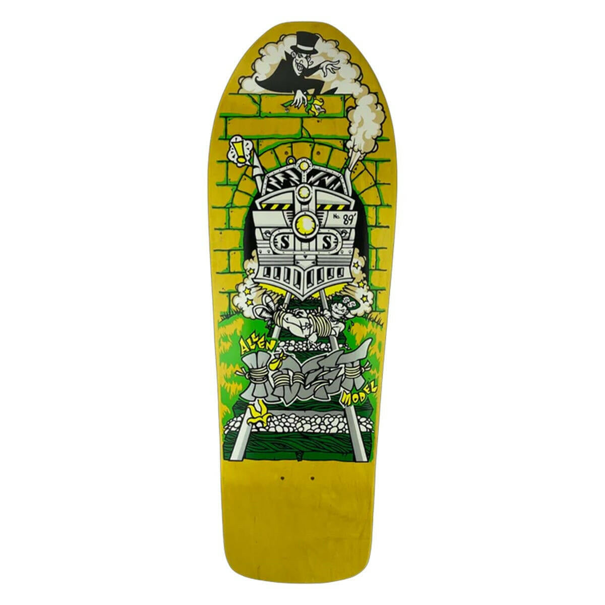 Schmitt Stix - Allen Midgette Magic Train Yellow 9.5 Reissue Skateboard Deck.