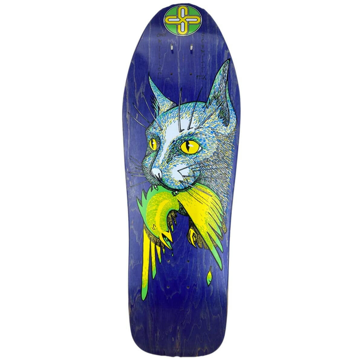 Schmitt Stix - Chris Miller III Bird In Mouth Purple 10.0 Reissue Skateboard Deck.