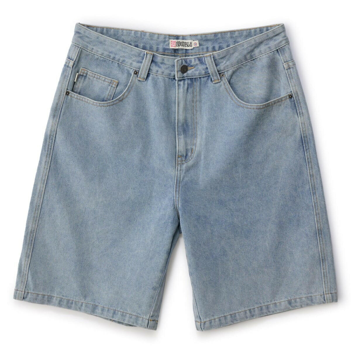 S/Double - Emb Denim Standard Shorts Fade Wash.