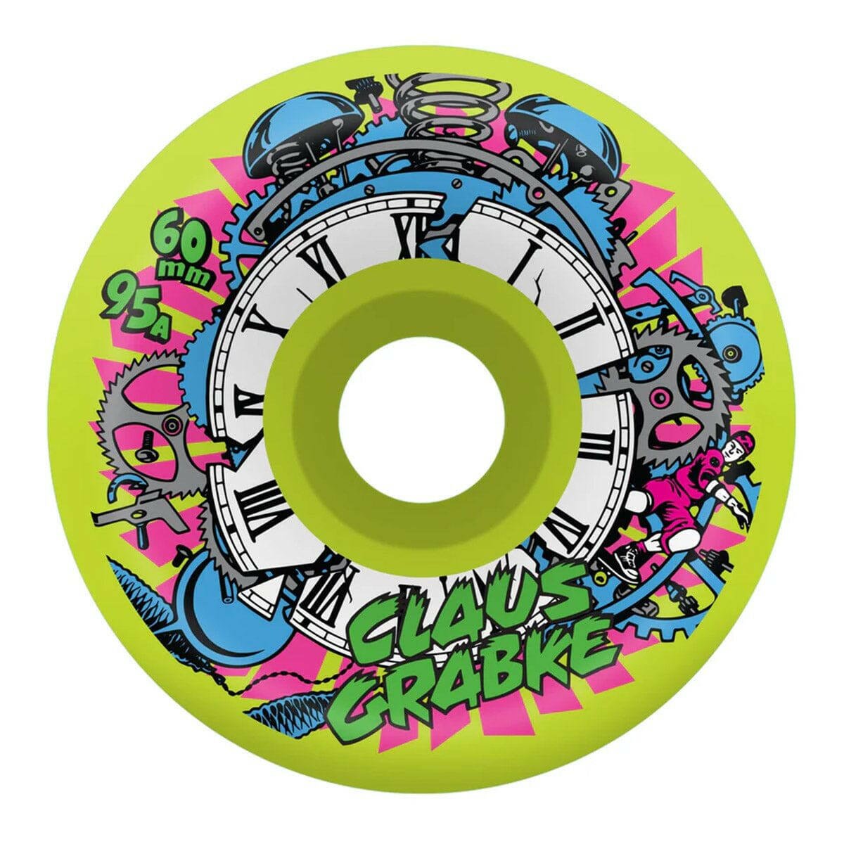 Slime Balls - Grabke Exploding Clock Neon Green 60MM 95A Skateboard Wheels.