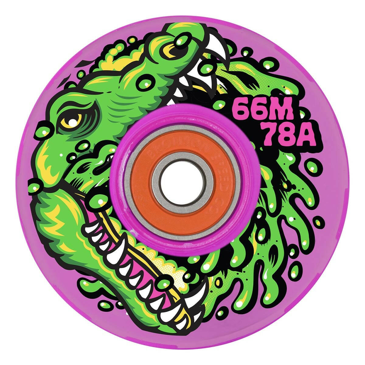 Slime Balls - Gator Swamp Spew Light Ups OG Slime Pink 66MM 78A Skateboard Wheels.