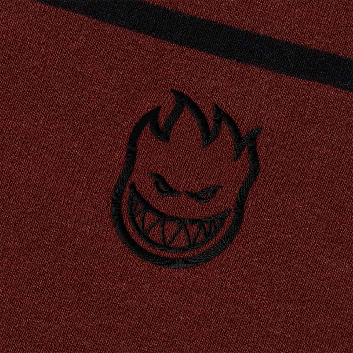 Spitfire Bighead Emb Stripe Tee Burgundy/Black Front Detail