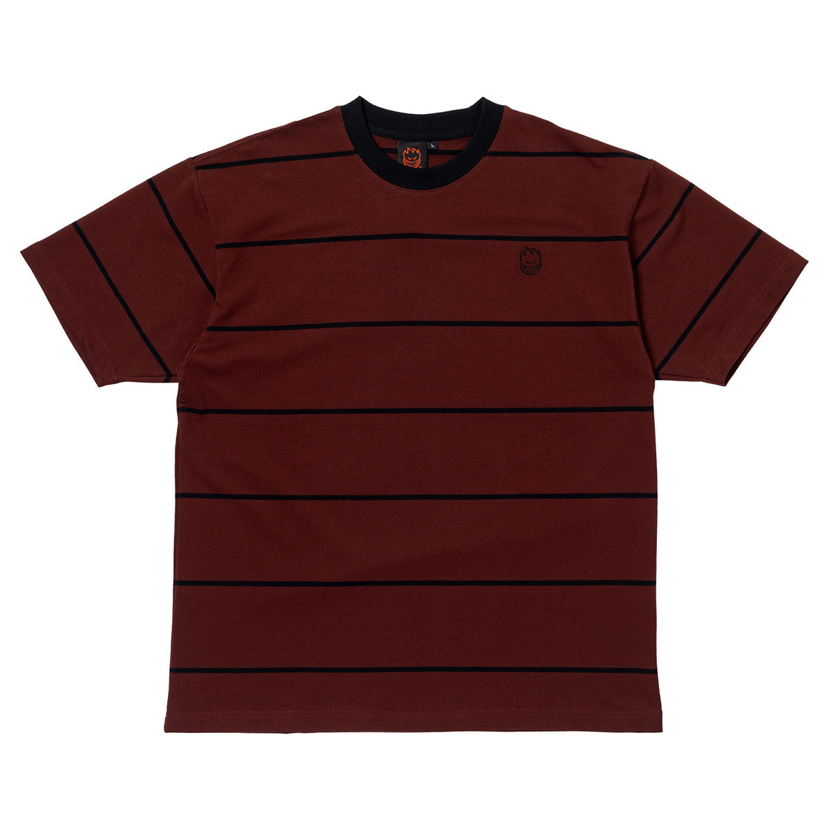 Spitfire Bighead Emb Stripe Tee Burgundy/Black Front