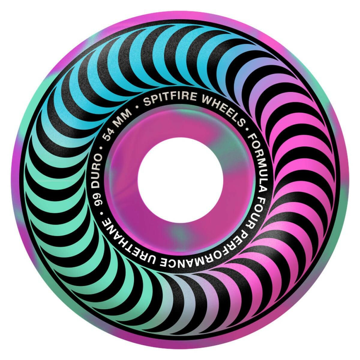 Spitfire - F4 Pink/Teal Swirl Classic 54MM 99A Skateboard Wheels.