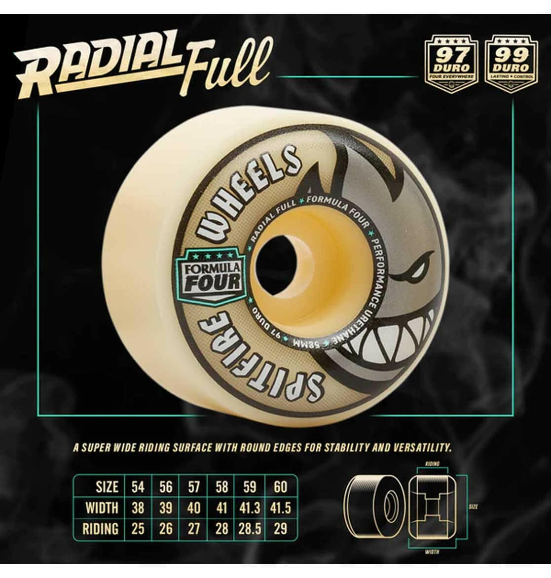 Spitfire - F4 Radial Full 54MM 97A Skateboard Wheels.