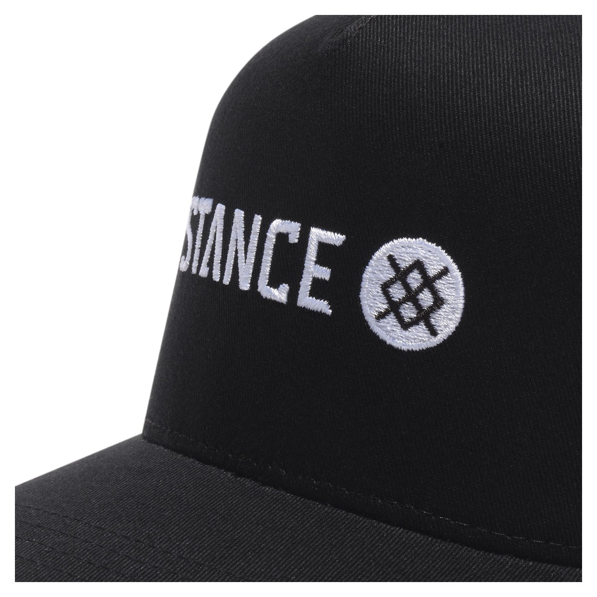 Stance Icon Trucker Hat Black logo detail view