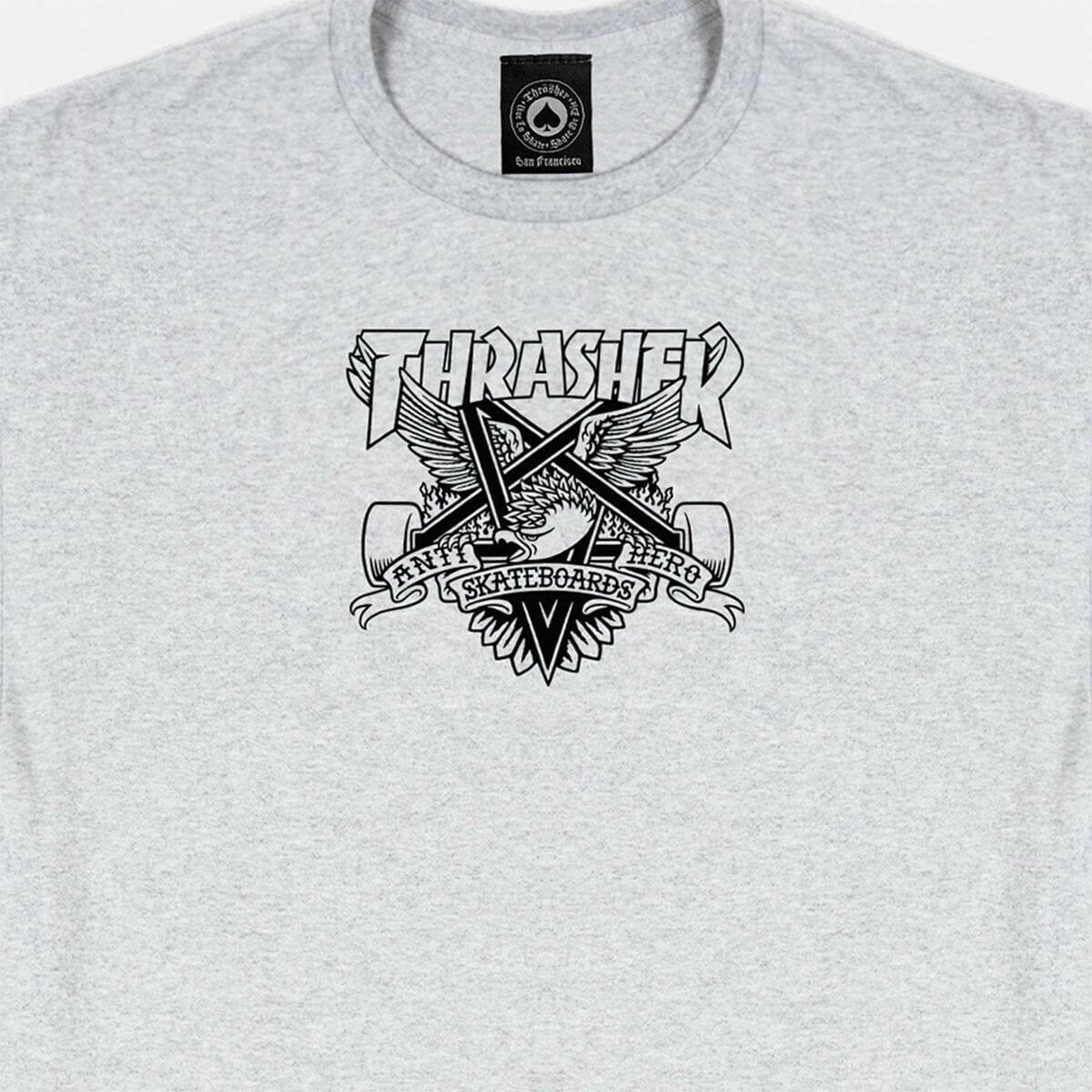 Thrasher - Anti Hero Eaglegram Tee Ash Grey.