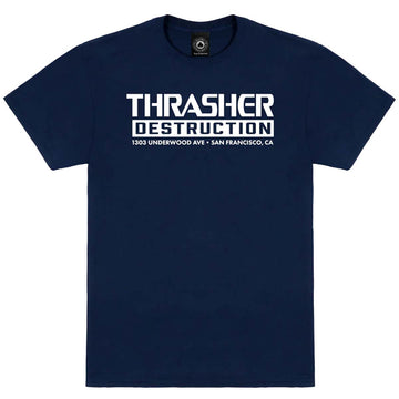 Thrasher Destruction Tee Navy Front