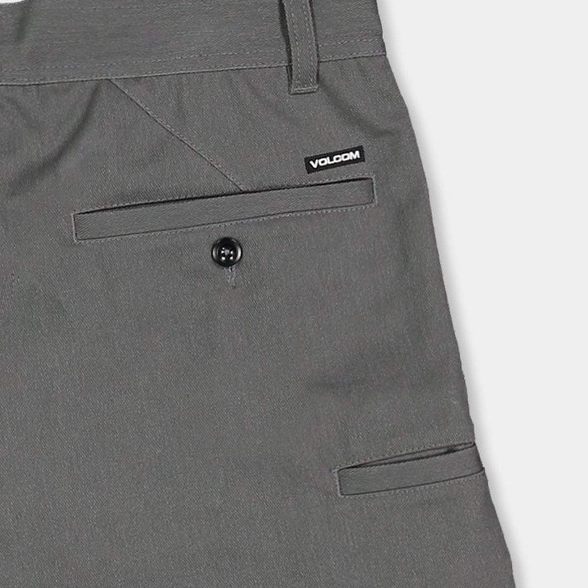 Volcom Billow Chino Shorts Pewter grey back pocket and logo close-up