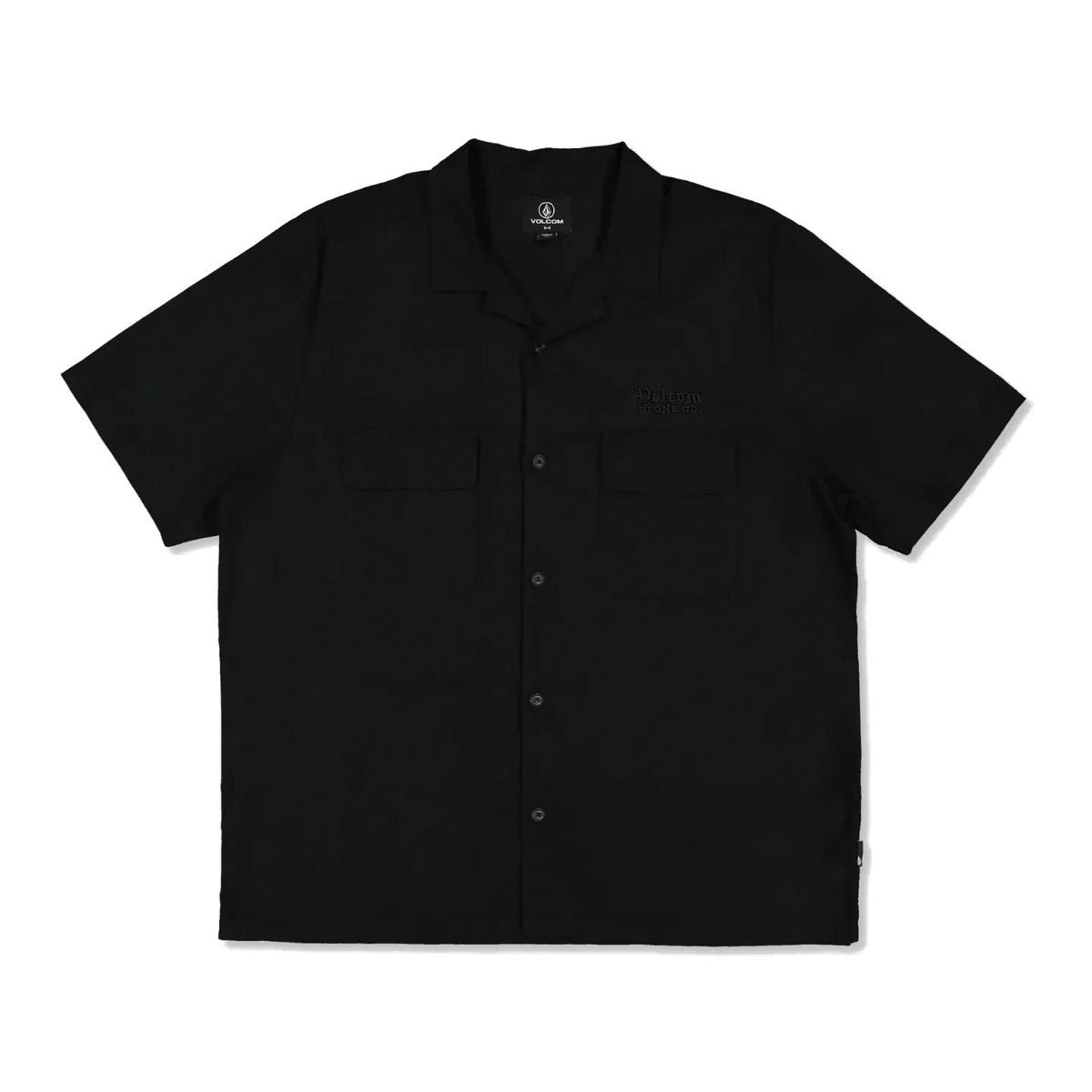 Volcom Spares II Short Sleeve Shirt Black front flat lay
