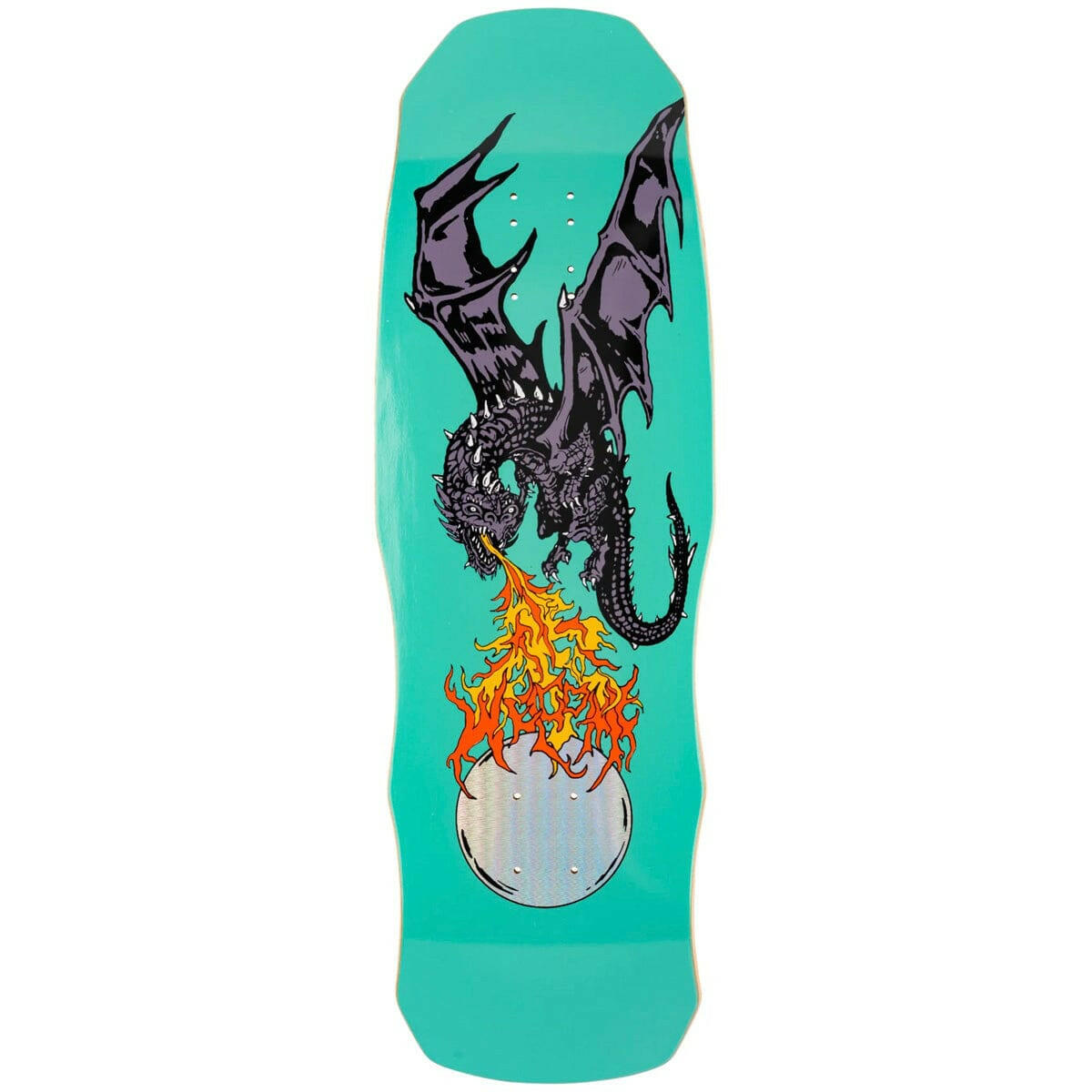 Welcome - Fire Breather on Dark Lord 9.75 Skateboard Deck.