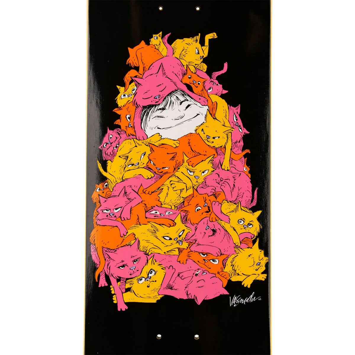 Welcome - Nora Vasconcellos Purr Pile Black 7.75 Skateboard Deck.