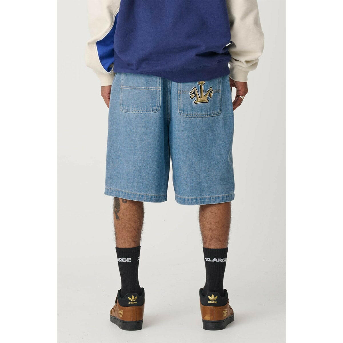 XLarge - Folded Crown Bull Denim Shorts Mid Blue.