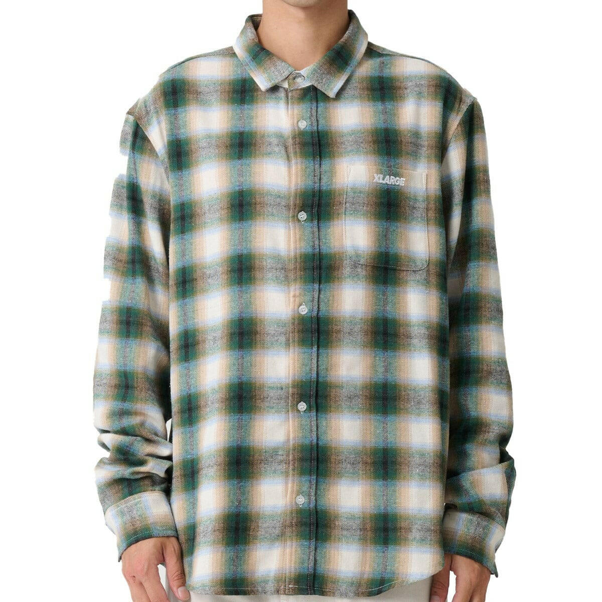 XLarge - Italic Check L/S Shirt Green.