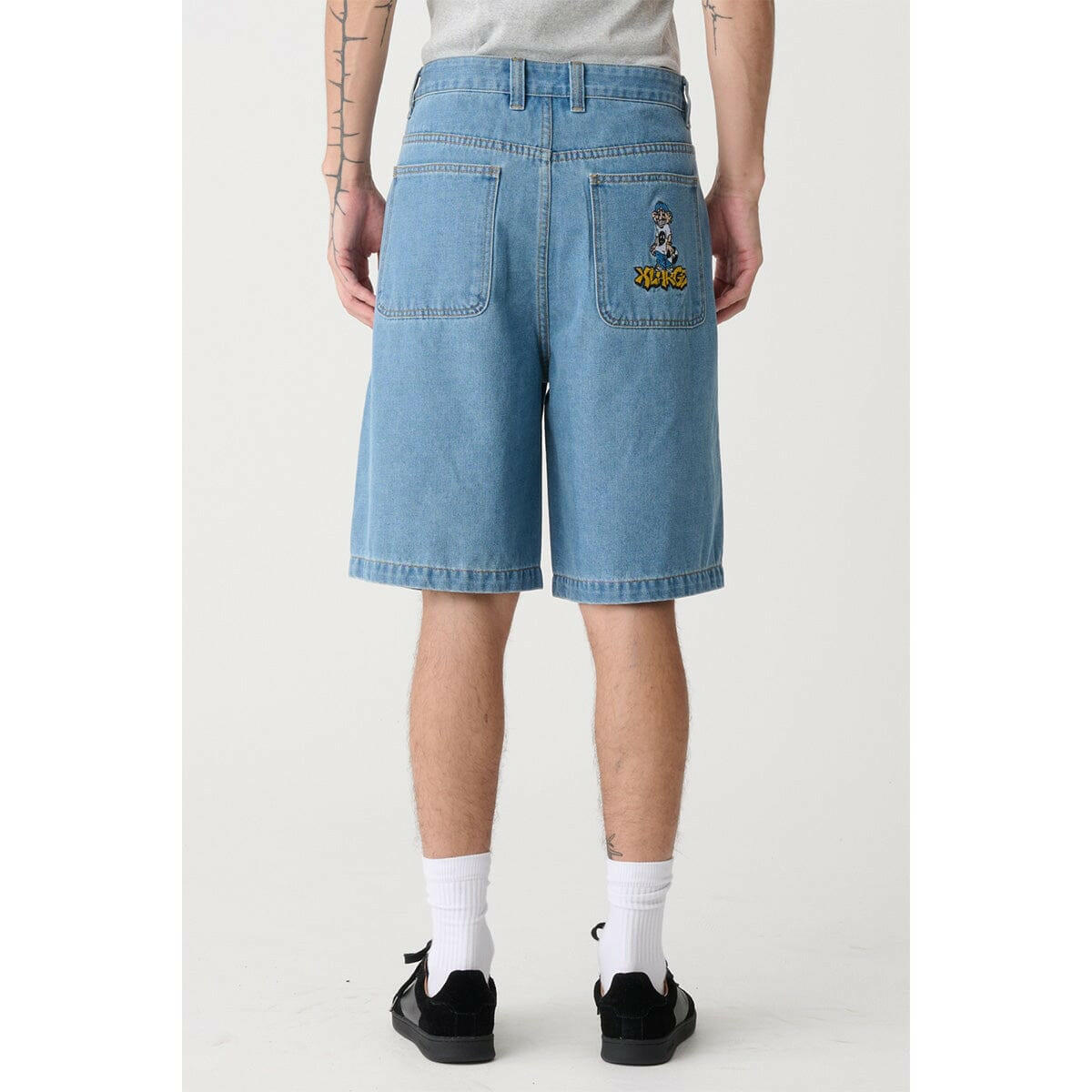 XLarge - Peace Man Bull Denim Shorts Mid Blue Denim.