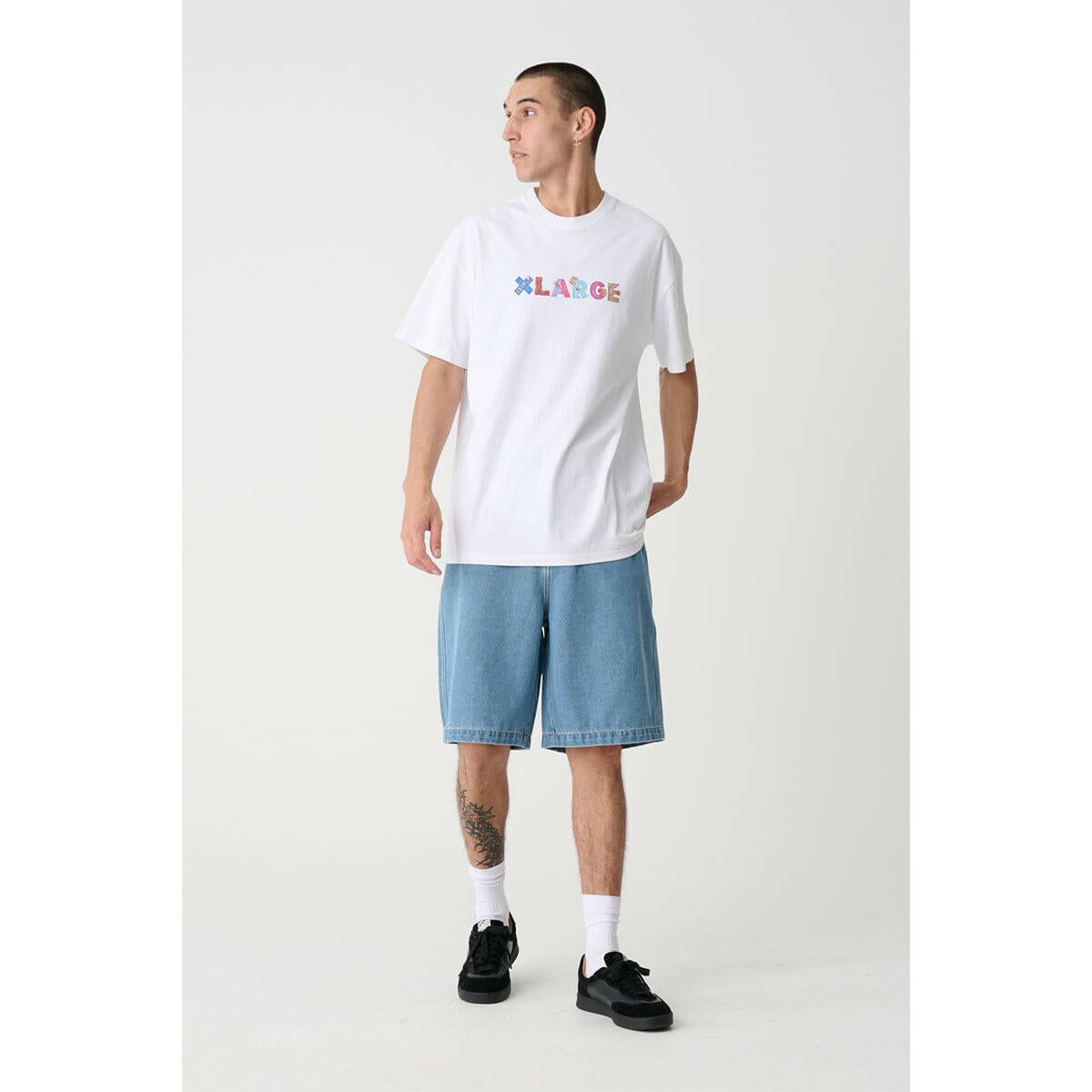 XLarge - Peace Man Bull Denim Shorts Mid Blue Denim.
