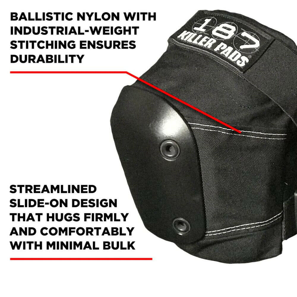 187 Killer Pads Slim Knee Pads Black Details.