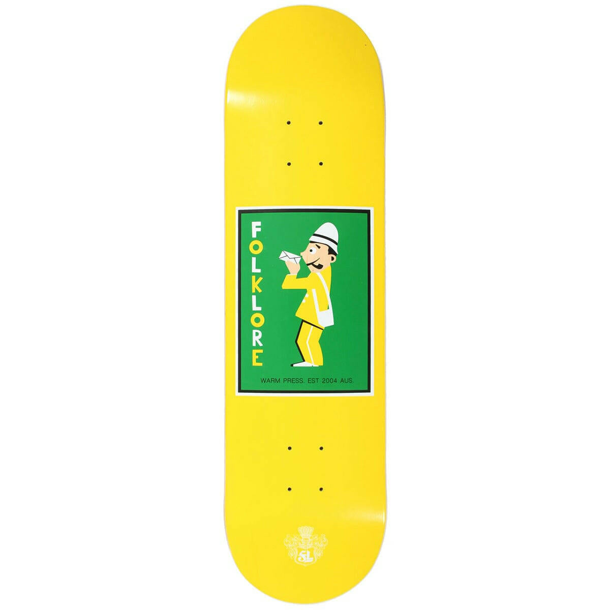 Folklore - Mail Man Yellow 8.25" Skateboard Deck.