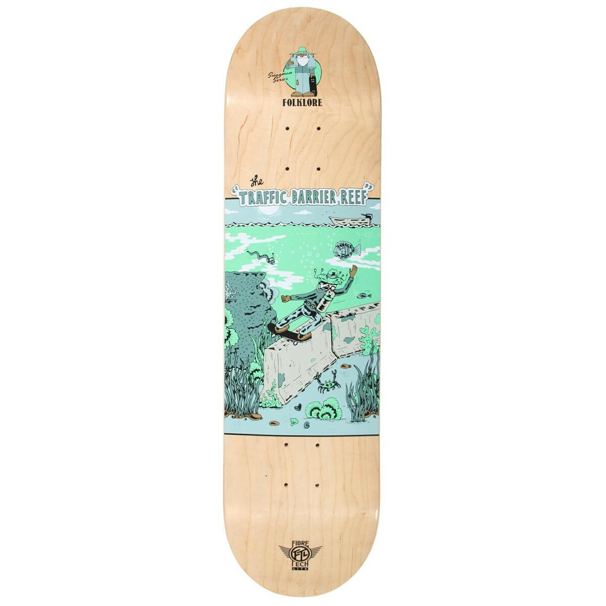 Folklore - Traffic Barrier Reef Blue 8.375 Skateboard Deck.