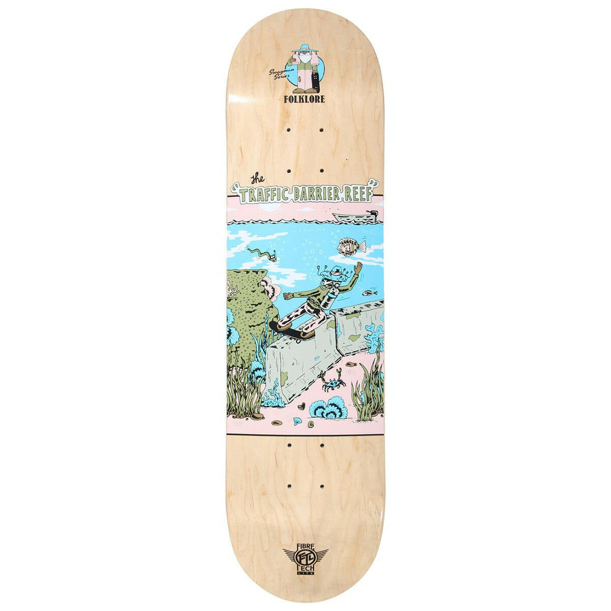 Folklore - Traffic Barrier Reef Pink 7.75" Skateboard Deck.
