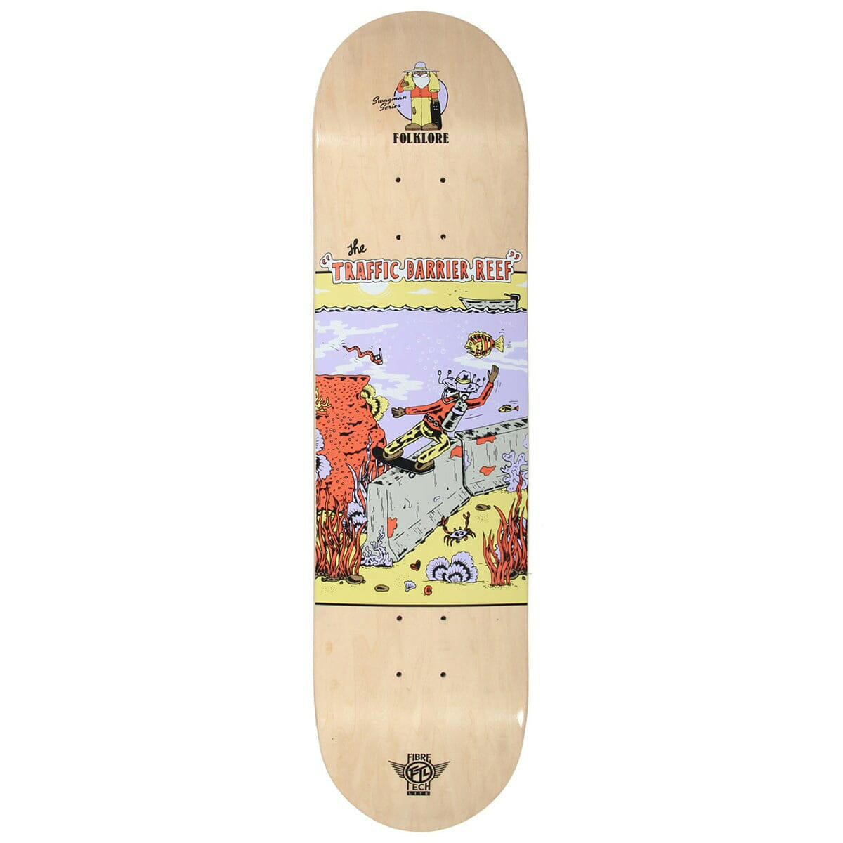 Folklore - Traffic Barrier Reef Yellow 8.125" Skateboard Deck.