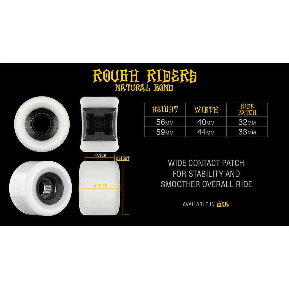 Bones - Rough Riders Runners White 59MM 80A ATF Skateboard Wheels.