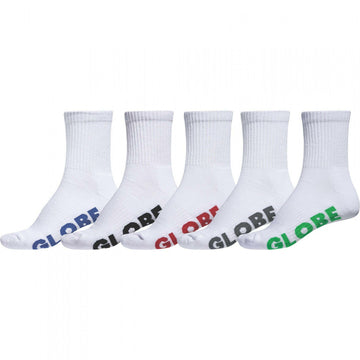 Globe - Stealth Crew Youth Socks White 5 Pack.