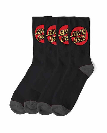 Santa Cruz - Classic Dot 4 Pack Youth Socks Black.