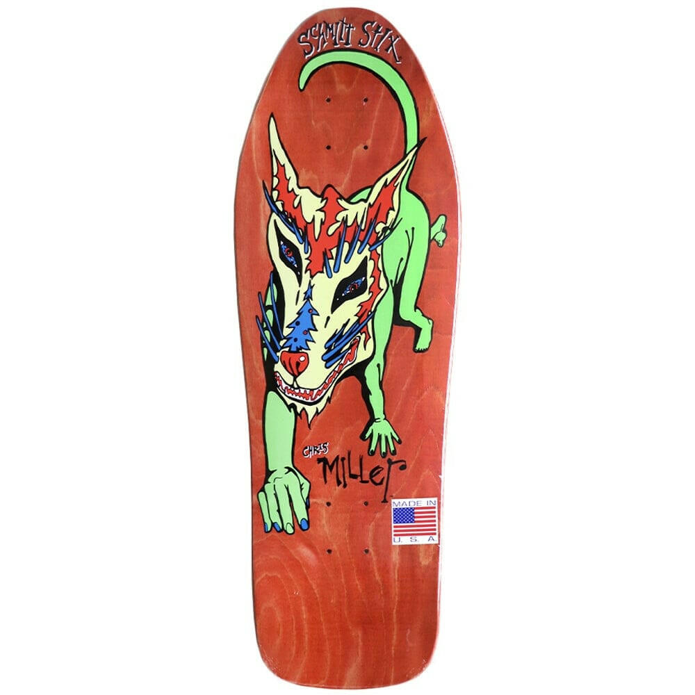 Schmitt Stix - Chris Miller Dog Red Stain 10.0 Reissue Skateboard Deck.