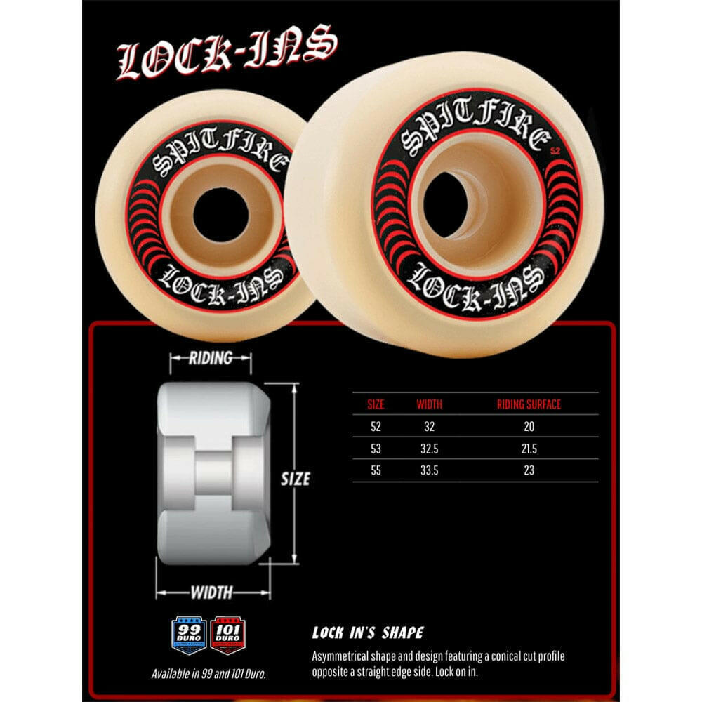 Spitfire - F4 Lock Ins 53MM 101A Skateboard Wheels.