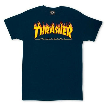 Thrasher - Flame Logo Tee Navy.