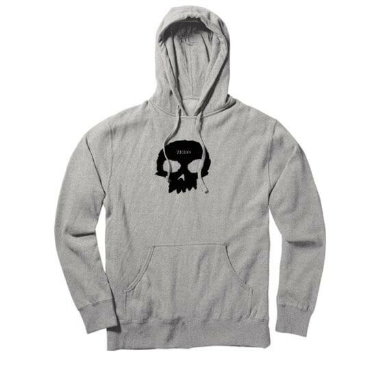 Zero - Single Skull Mens Hoodie Ash Grey.